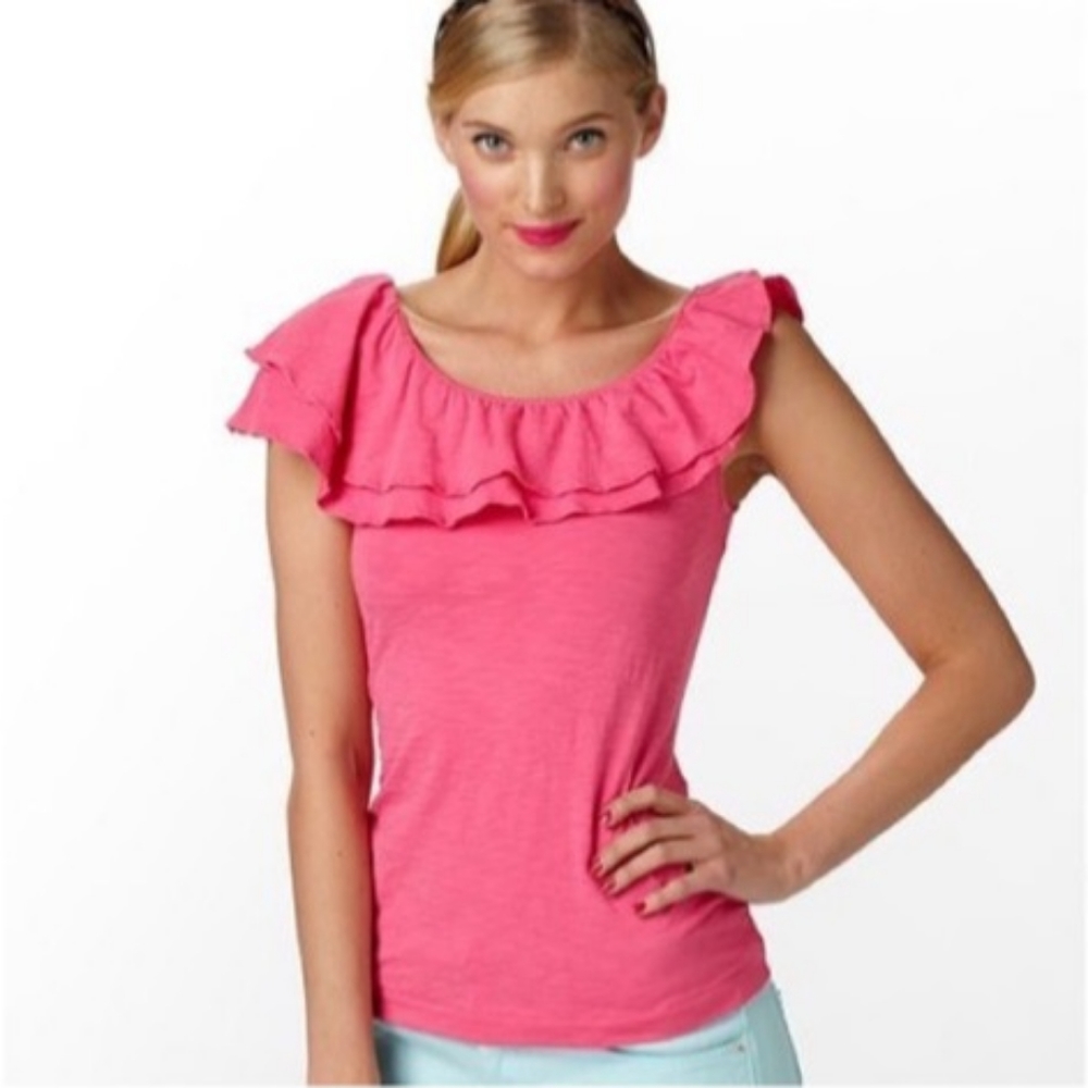 Lilly Pulitzer Wynne Ruffle Tank Cotton Pink S